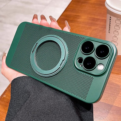 360 Rotating Bracket Magnetic Phone Case with Cooling Net for iPhone