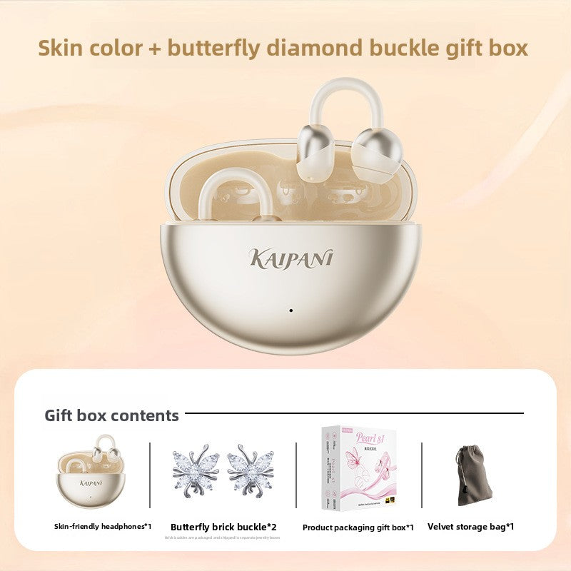 Bluetooth Ear Clip Headphones with decoration buckle