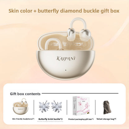 Bluetooth Ear Clip Headphones with decoration buckle