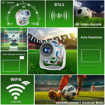 Portable Projector Mini 8k Football Theme