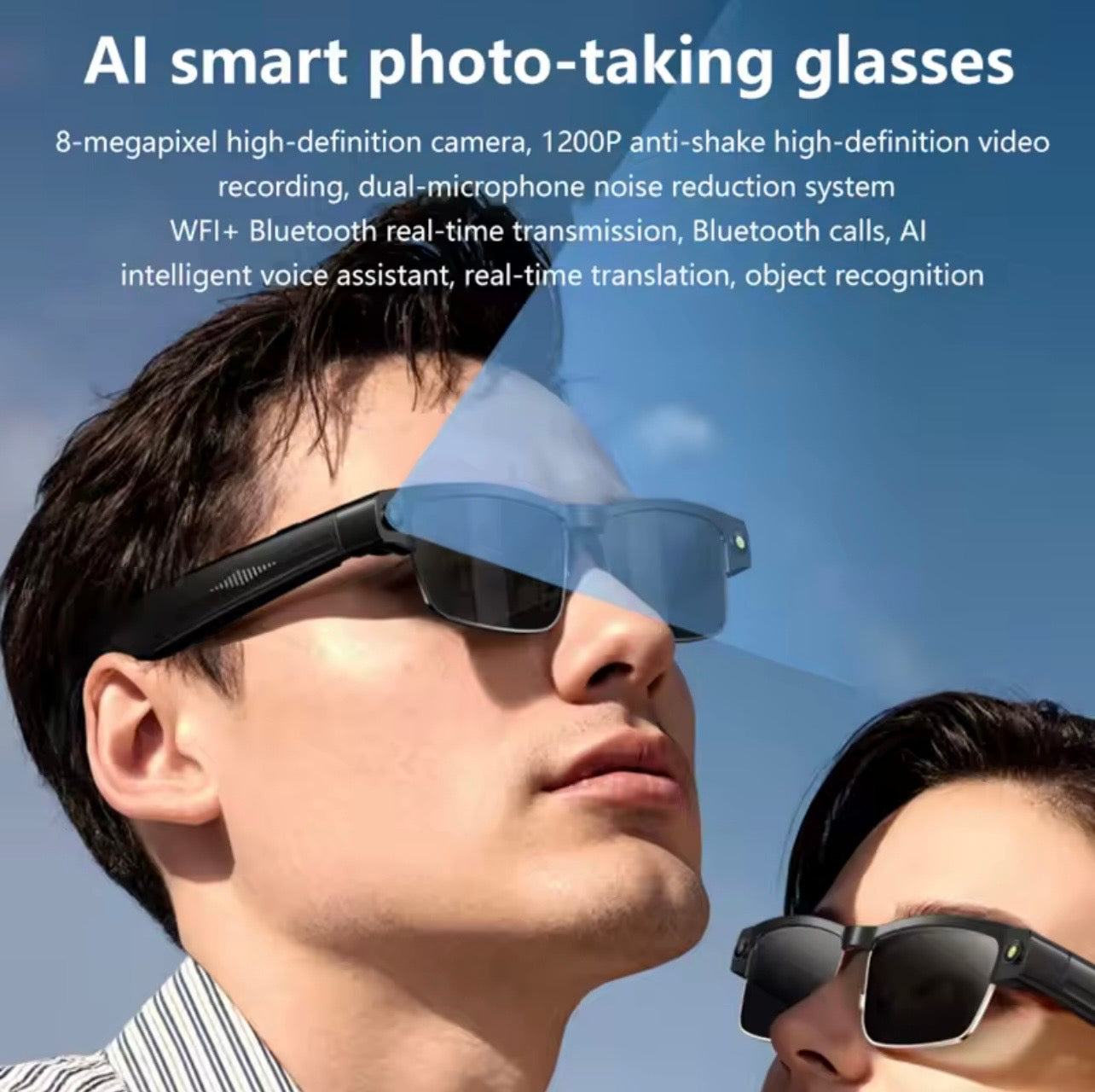 Smart Glasses with AI 8MP Camera