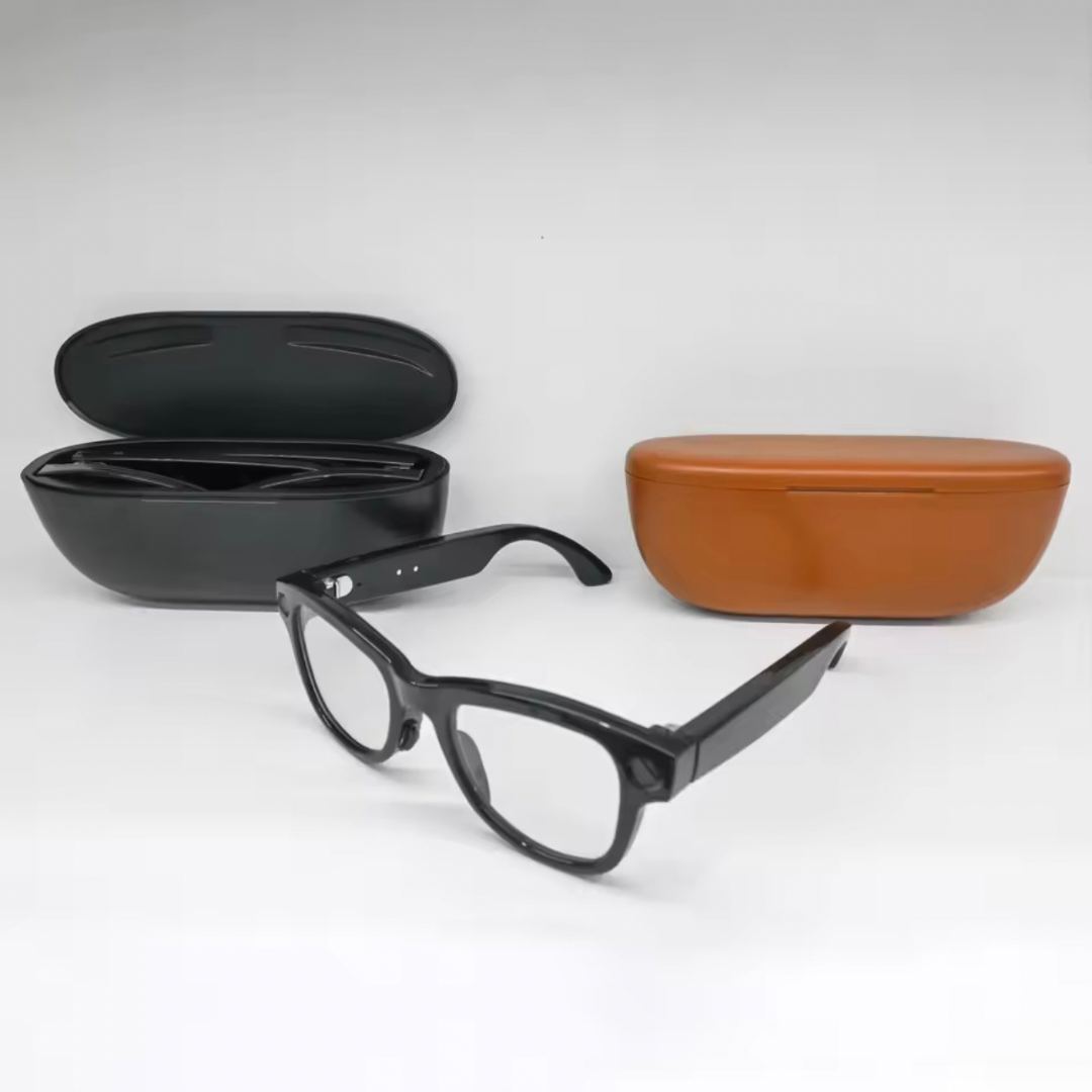 Smart AI Glasses with Built-in camera, charging Case and Light Changing Lenses