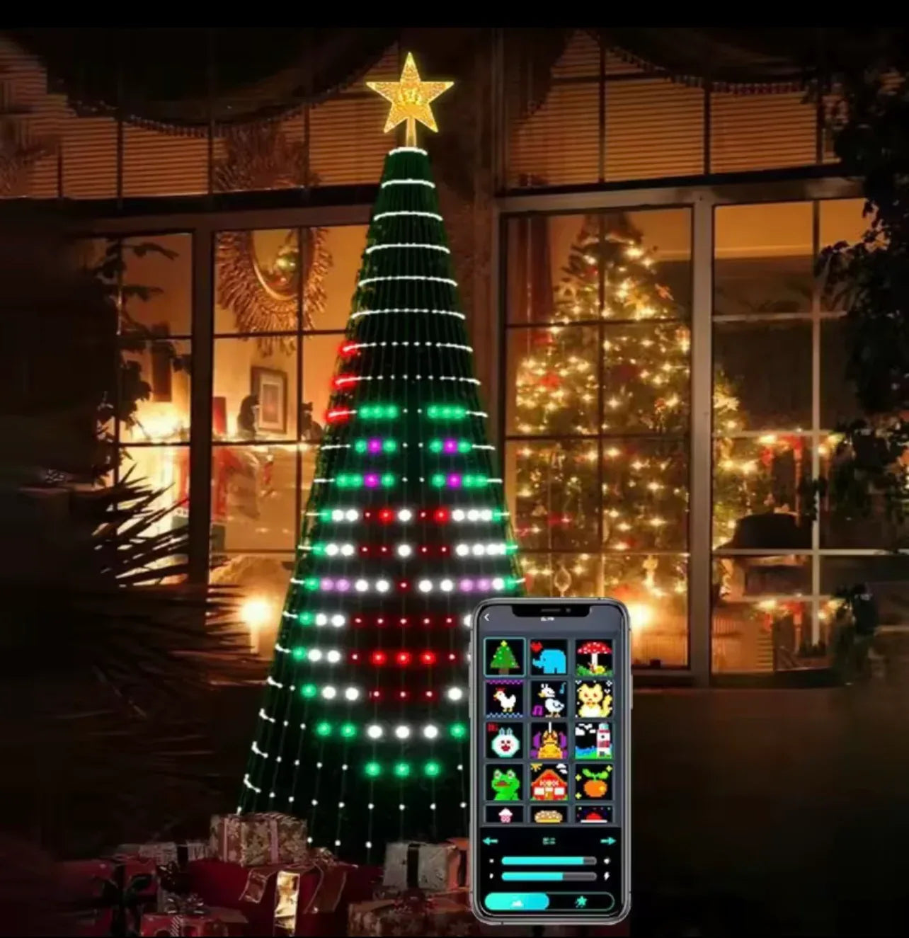Smart RGB Christmas Tree Star Lights ,App control with DIY text and picture customize,Dynamic effects and multiple Built-in animation gallery Display, Music Rhythm Sync and Timer Function,400 LED with Ultra Bright Chips and Excellent PVC Wires, - ZeeTec Store