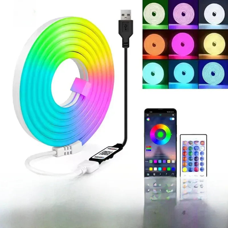 RGB Neon LED Lights - Vibrant Full-Color LED Strips with Bluetooth & Remote Control, Waterproof Design, Long Lifespan for Dynamic Lighting Effects - ZeeTec Store