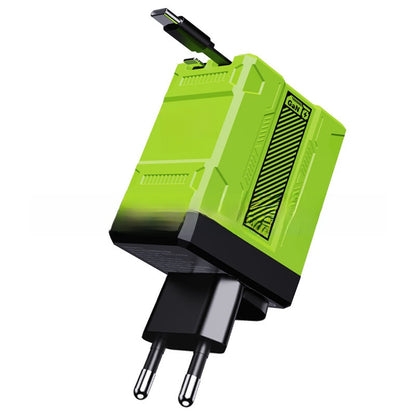 GaN Fast Charger with Retractable Cable for Apple & Android