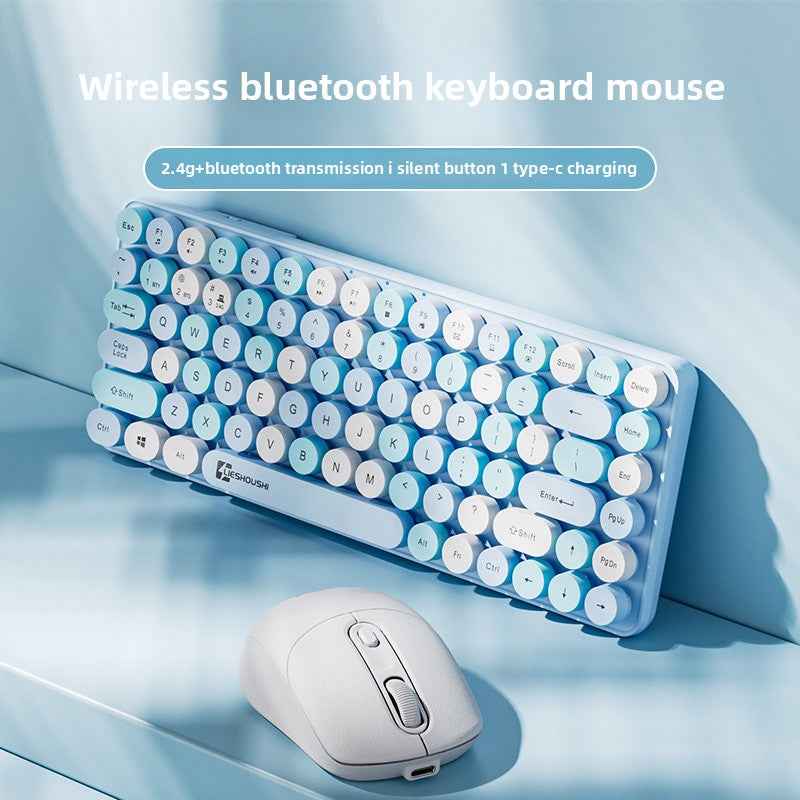 Wireless Mechanical Feel Silent Keyboard with Bluetooth Rechargeable