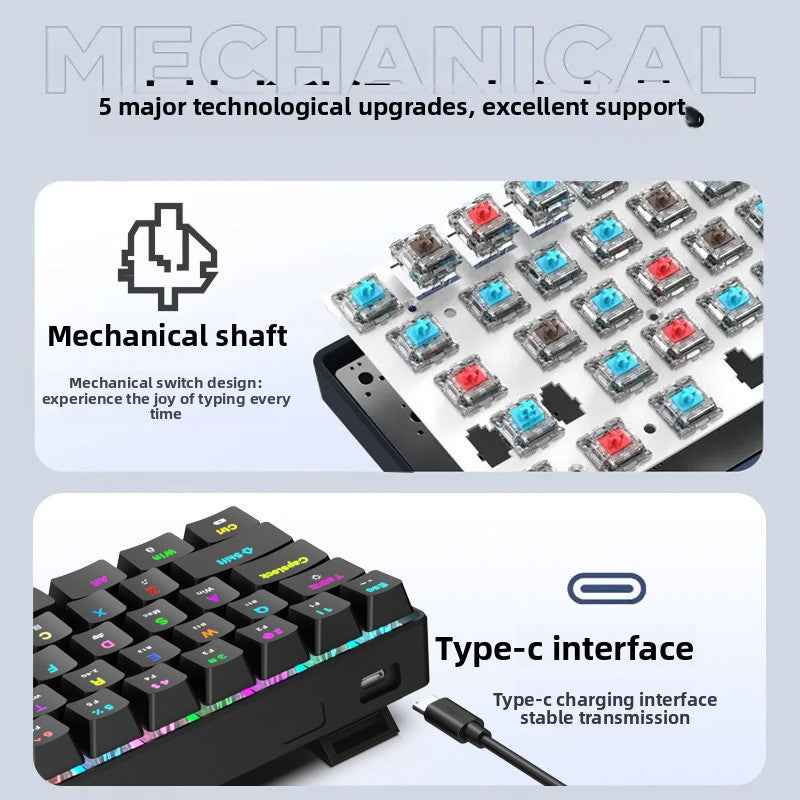 68-Key Wireless Bluetooth RGB Mechanical Keyboard with Detachable Keycaps