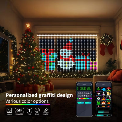 Smart Bluetooth RGB LED Curtain Lights Personalised Design Festive Decoration