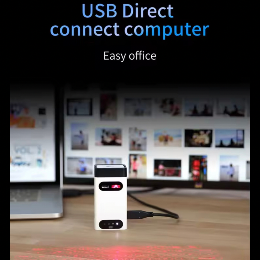 WIRELESS VIRTUAL LASER KEYBOARD,Universal compatible all OS Bluetooth,Two Models: White & Black,White: Phone bracket/power bank/usb/Keyboard/Mouse/6H use,Black: Keyboard/Mouse/2H use,Projection size:10cm*25cm