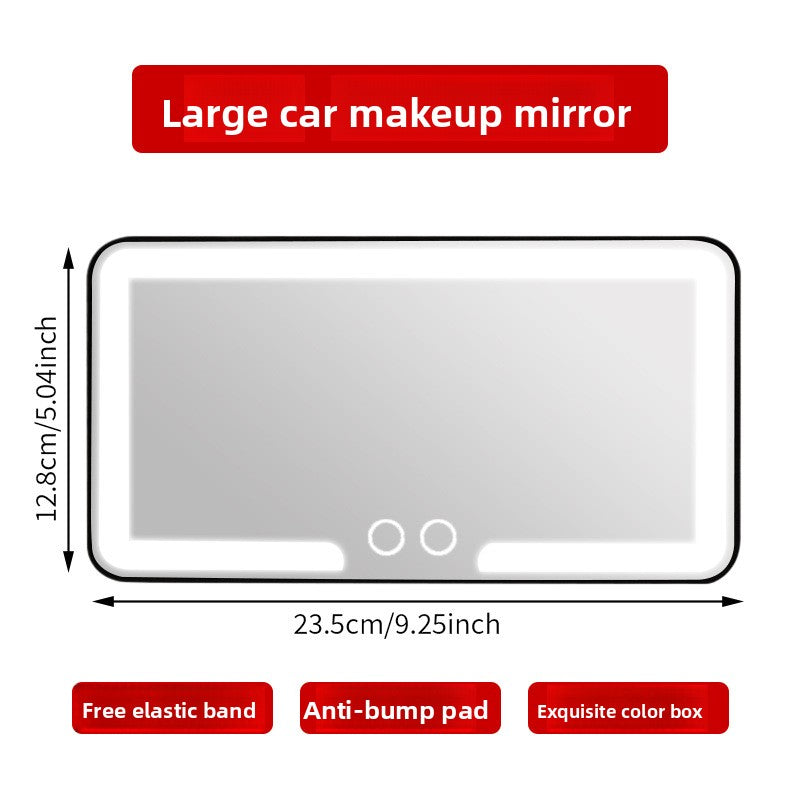 LED Illuminated Car Visor Makeup Mirror with Shatterproof Design