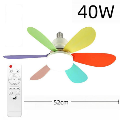 E27 Screw Silent Smart Ceiling Fan Light with Remote Control