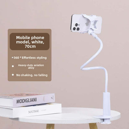 Lazy Phone Holder Clip for Bedside. Adjustable clamp fits most smartphones, suitable for various brands and sizes.