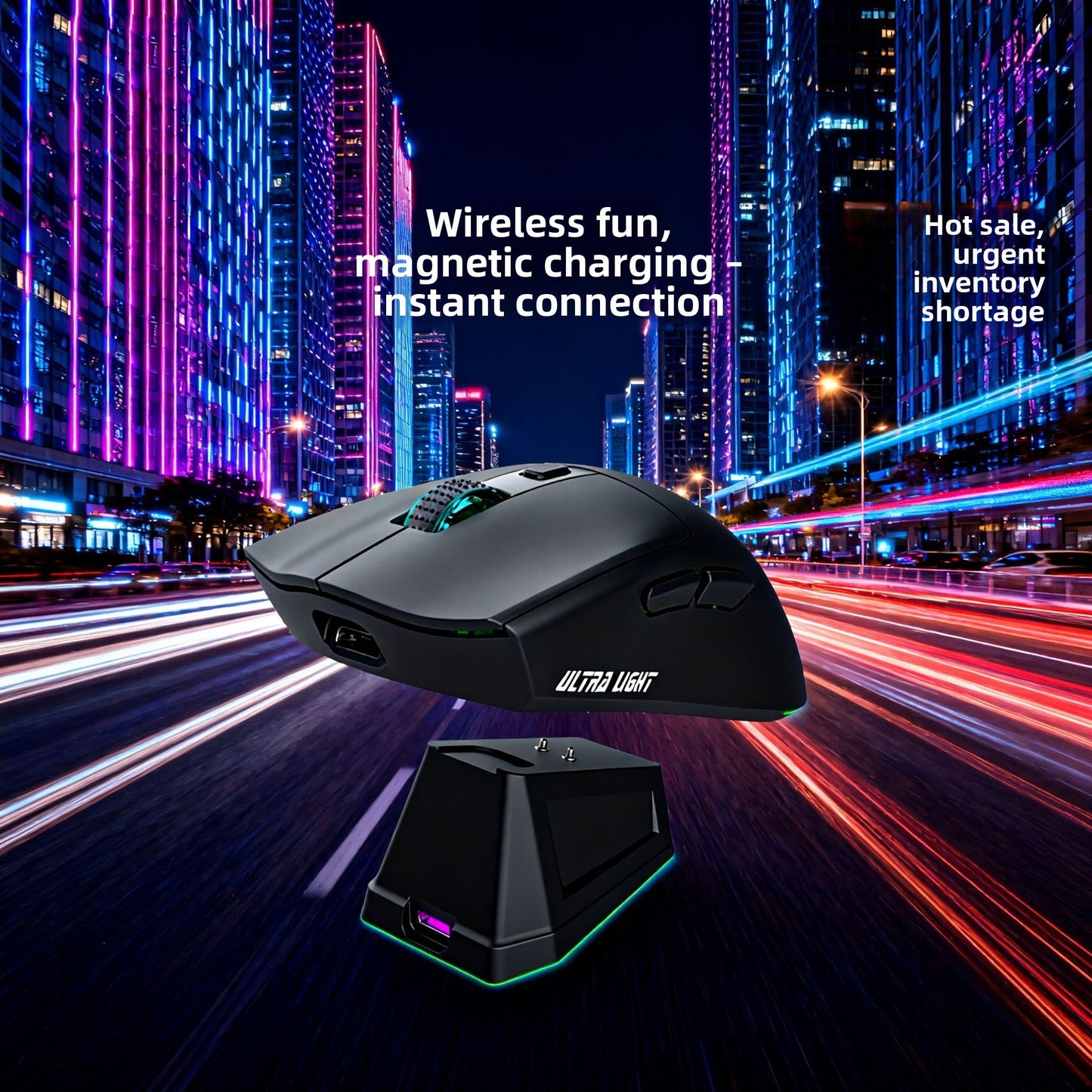 Rechargeable Dual Mode Wireless Gaming Mouse with Charging Dock Ultra Light