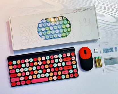 Wireless Retro Keyboard and Mouse Set for a Vintage Touch - ZeeTec Store