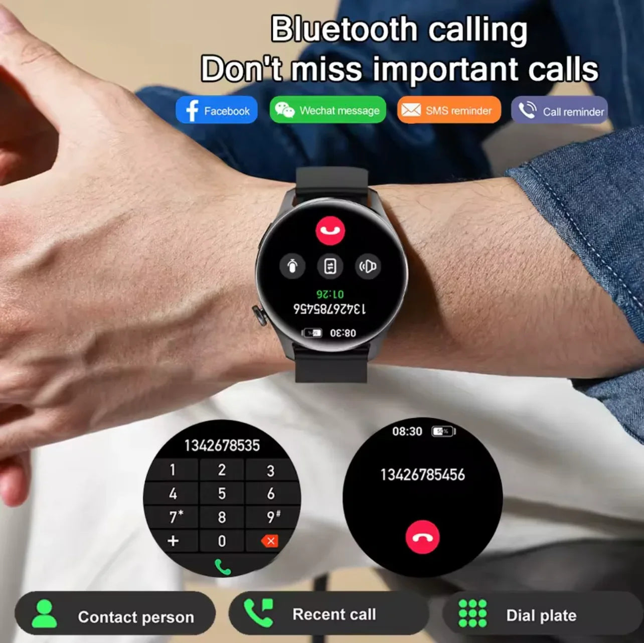 Fashion Smart Watch for Men and Women with AMOLED Screen, Bluetooth Calling, Heart Rate Monitoring, and More - ZeeTec Store