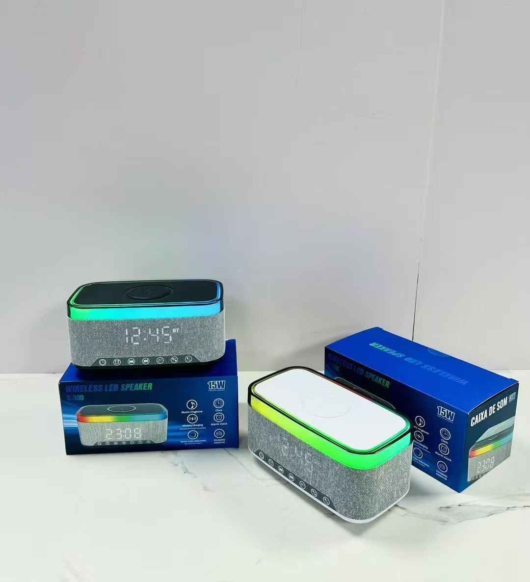 S300 Multifunction Bluetooth Speaker with Clock and Wireless Charging