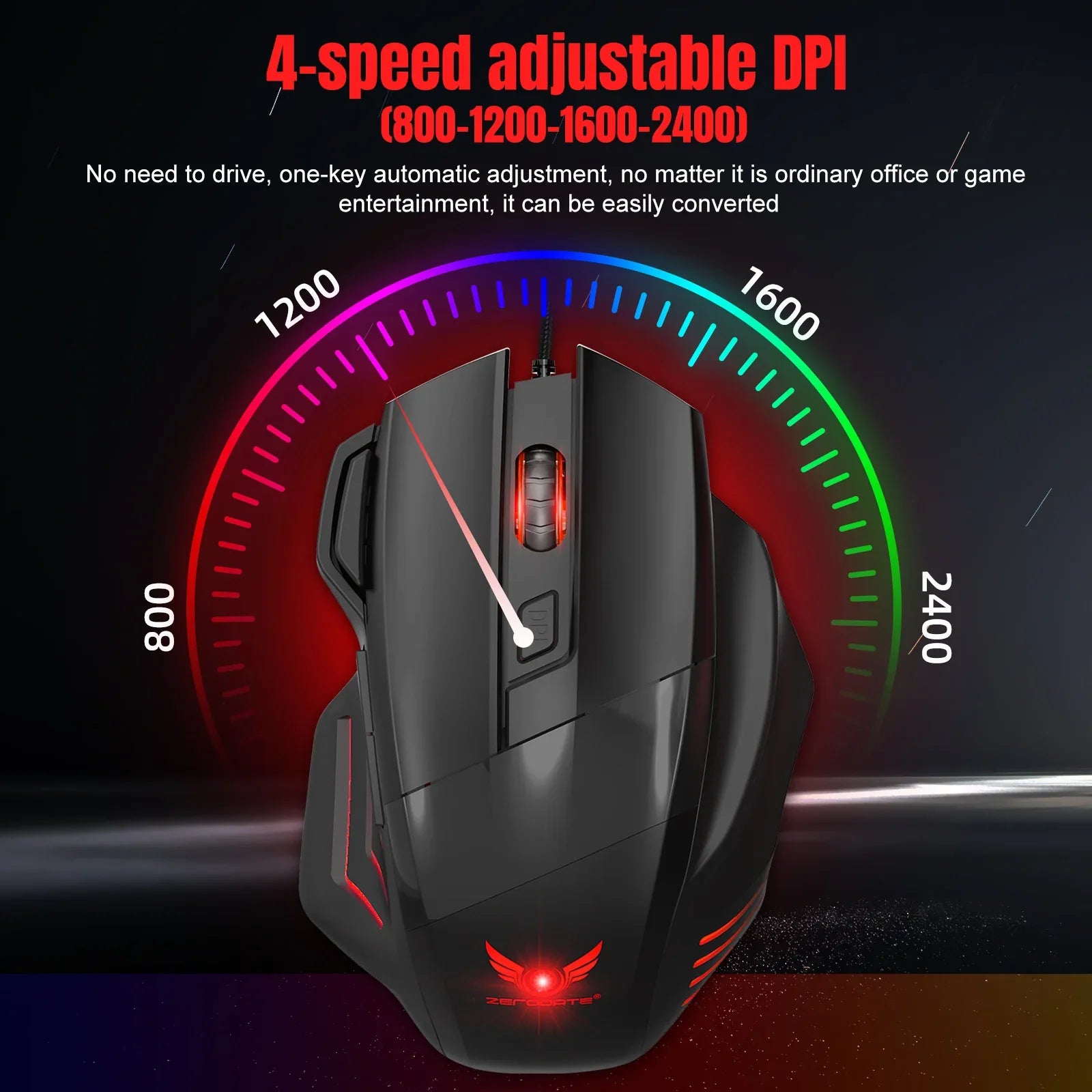 Gaming Mouse RGB Adjustable DPI for Ultimate Precision and Control - ZeeTec Store