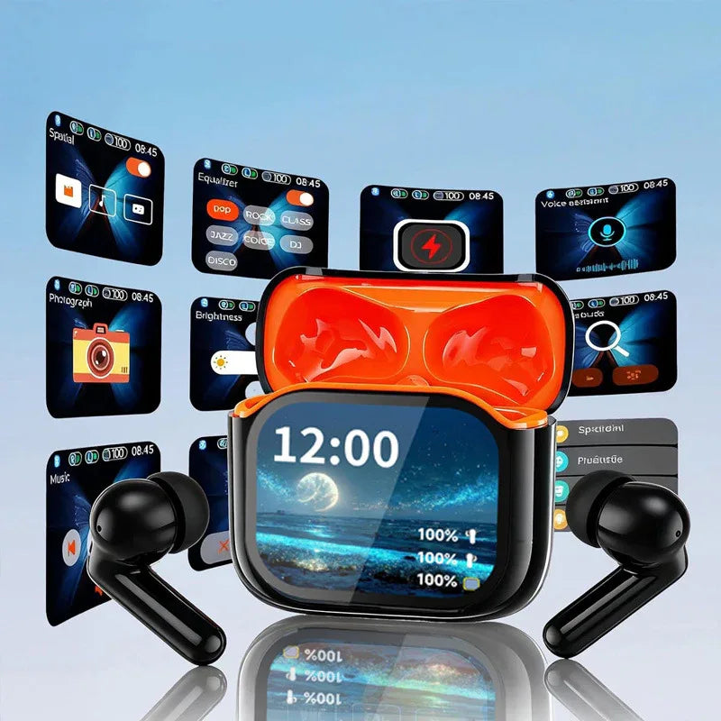 LED Bluetooth Headset with ANC, ENC, Touch Screen, and AI Translation - ZeeTec Store