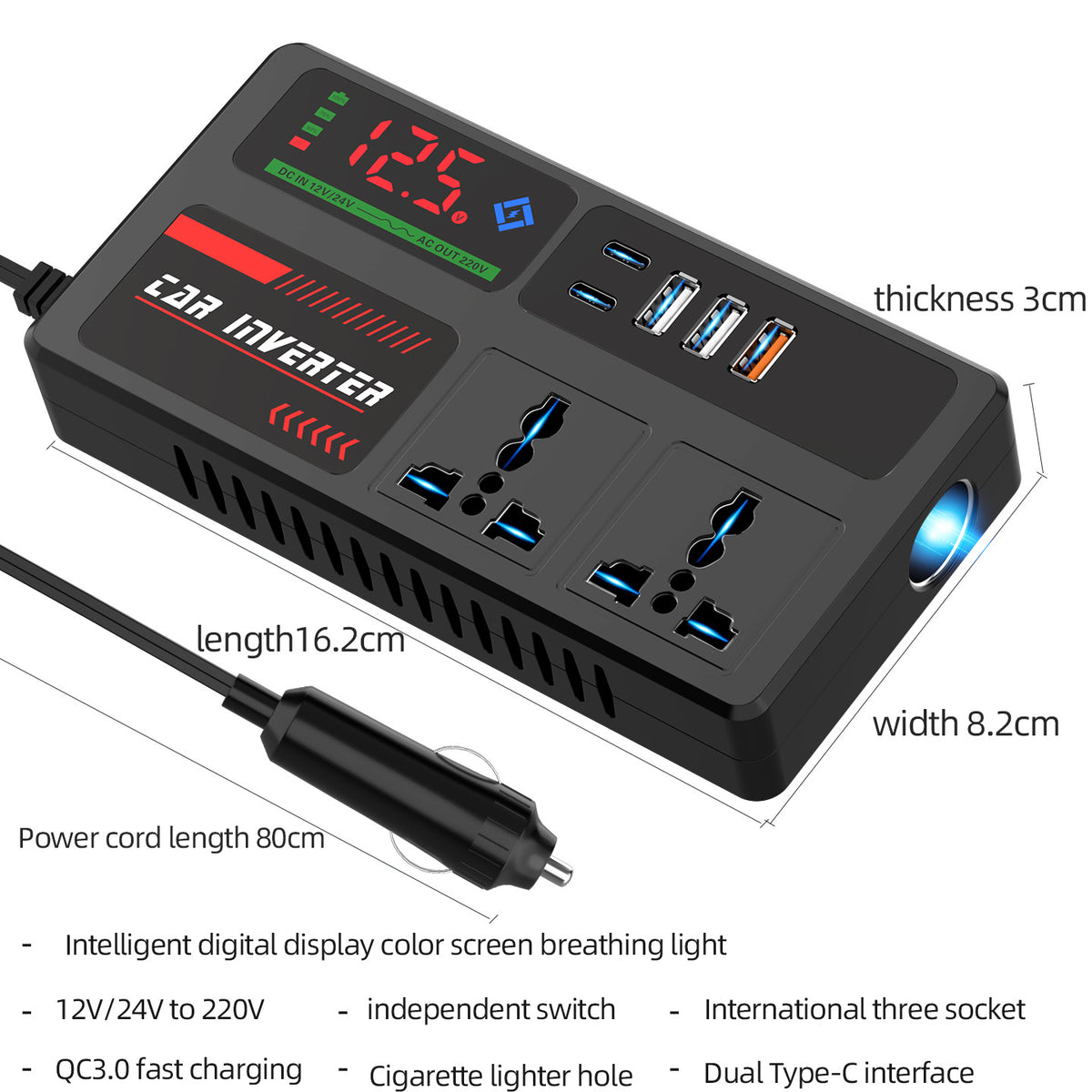 Car Power Inverter 12V 24V to 220V Converter