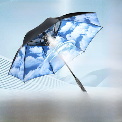 USB Charging Sun Umbrella with Cooling Fan