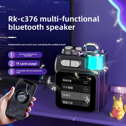 Touch-Screen Bluetooth Speaker, Touch Screen Control, Bass Subwoofer, Metal Armor Design, Long Playtime: Built-in 1200mAh,