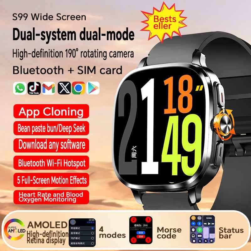 Android Smart Watch with Health Monitoring WiFi Bluetooth Call NFC