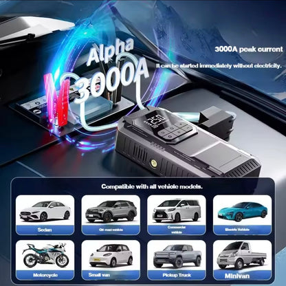 Portable Car Jump Starter Battery, Tire Air Pump, Emergency Light and Power Bank - ZeeTec Store