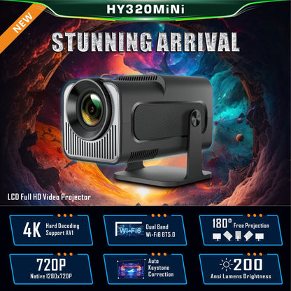 Portable Projector 1080P Native 4K Supported Android WiFi Bluetooth Short Throw Home Cinema, ideal for smaller rooms