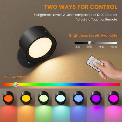 Magnetic Rotating RGB Wall Lamp with Touch Control