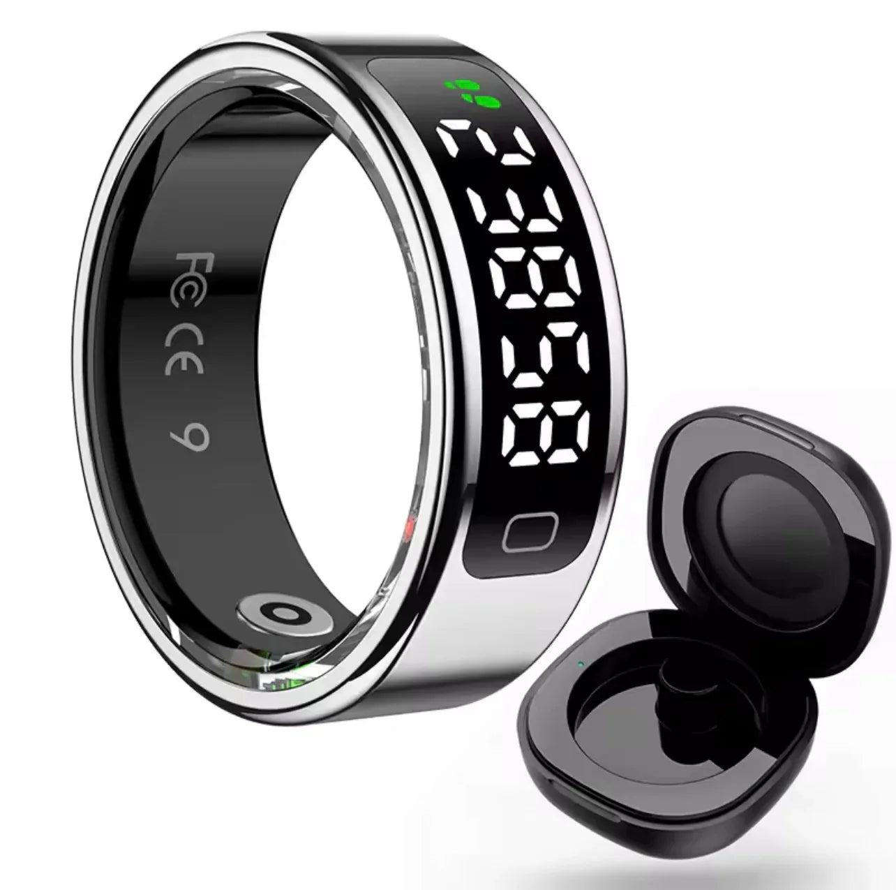 Bluetooth Smart Ring Stainless Steel - Fashion Men & Women,Track Steps|Calories|Heart rate|Blood oxygen|Sleep|Stress Monitor|Multi Modes|LED display|Gesture control|remote camera control,Free app (No subscription),Waterproof Light 3.2g 15 days standby - ZeeTec Store