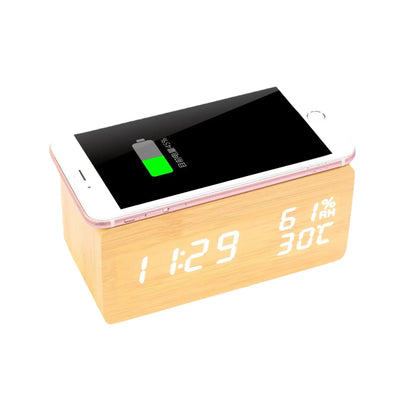 Wireless Charging Clock with LED Display and Modern Design - ZeeTec Store