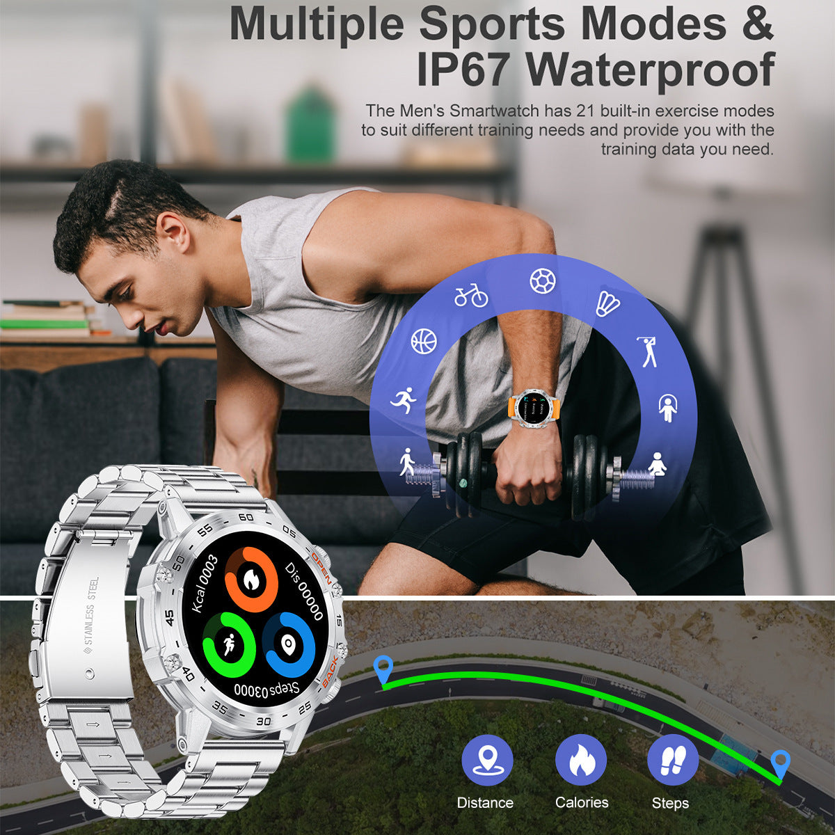 Multifunctional Health Monitoring Smart Watch Sports Waterproof