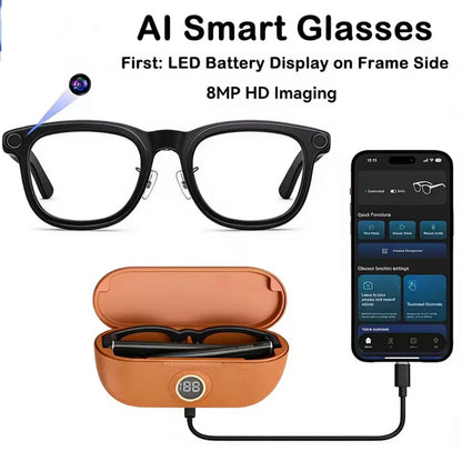 Smart Glasses 8MP Camera with Charging Case