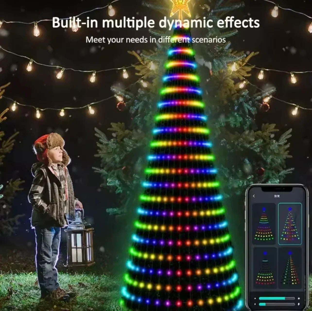 Smart RGB Christmas Tree Star Lights ,App control with DIY text and picture customize,Dynamic effects and multiple Built-in animation gallery Display, Music Rhythm Sync and Timer Function,400 LED with Ultra Bright Chips and Excellent PVC Wires, - ZeeTec Store