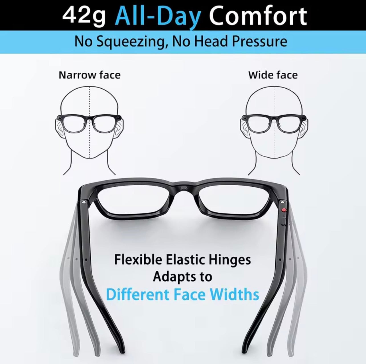 Smart Glasses Electrochromic Lenses 8MP Camera AI