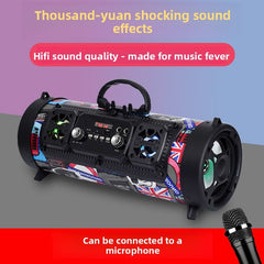Portable Outdoor Wireless Bluetooth Speaker, Bluetooth connectivity TF/SD card playback FM radio and karaoke mode, Immersive sound and colorful LED lights, long-lasting battery