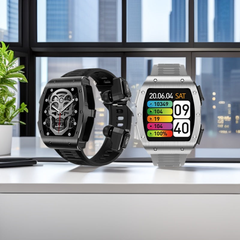 Bluetooth Smart Watch Built-in Earbuds with Health Monitoring