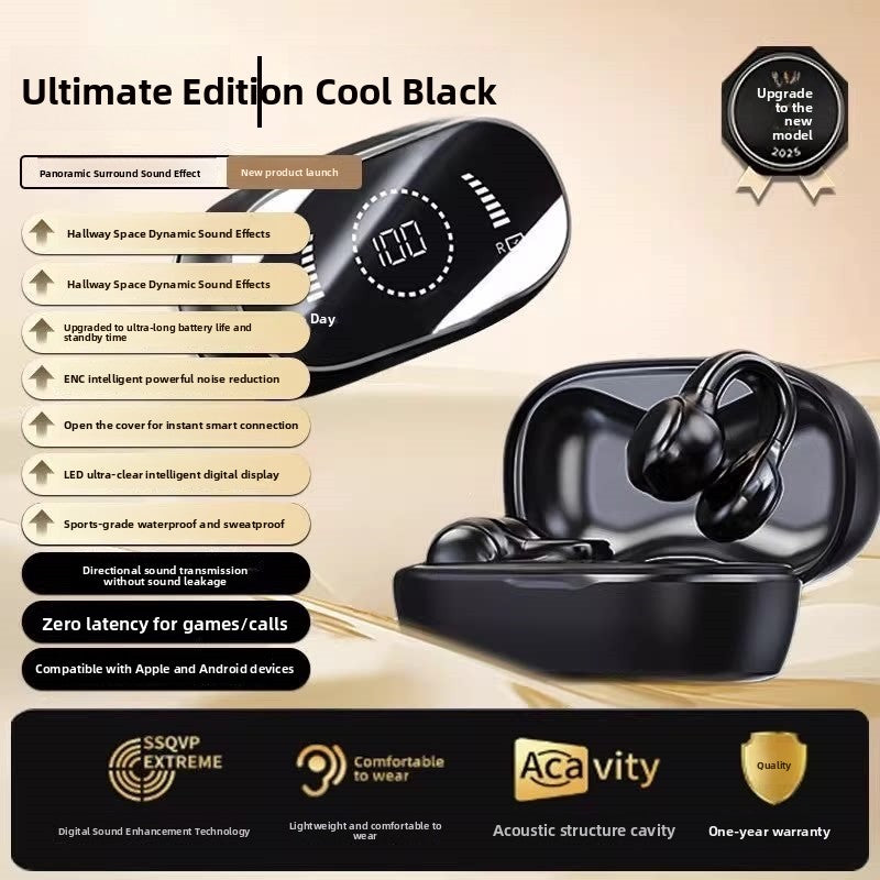 Clip-On Bluetooth Headphones Bone Conduction Advanced Sound