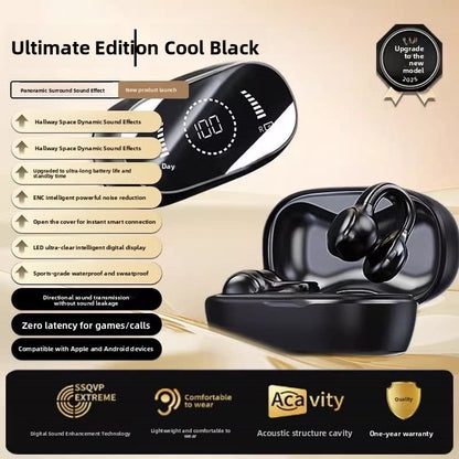 Clip-On Bluetooth Headphones Bone Conduction Advanced Sound