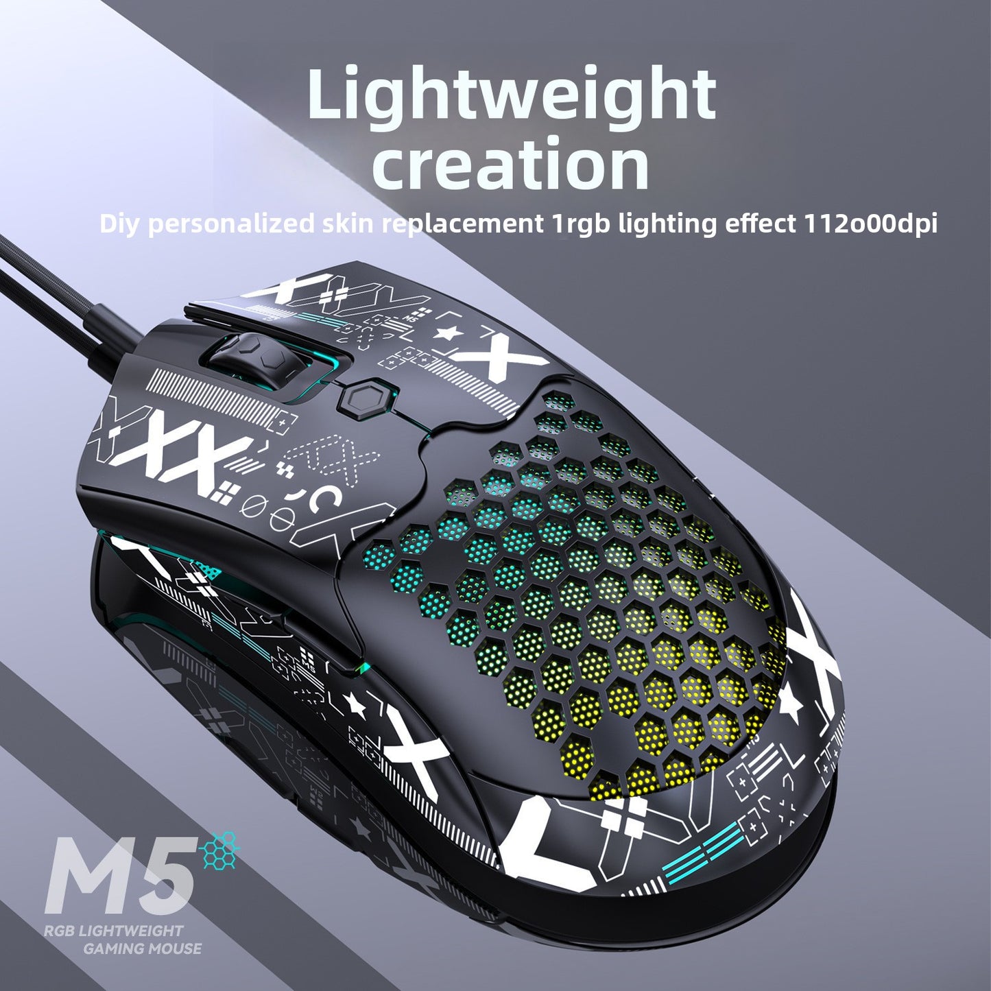 Free Wolf M5 Lightweight Wired RGB Gaming Mouse