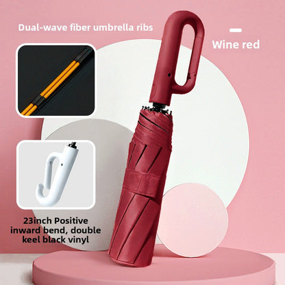 Automatic Folding Sun and Rain Umbrella with Windproof Design for Winter and Summer