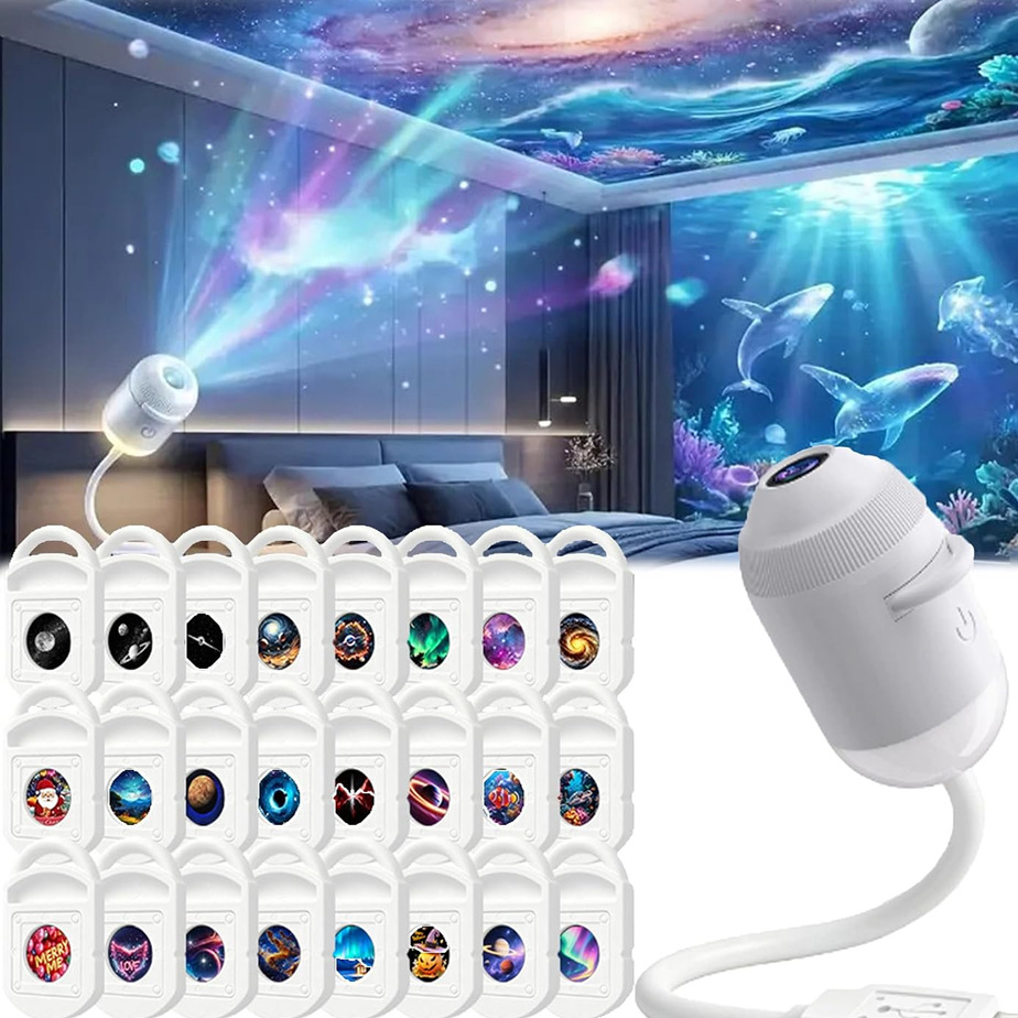 USB Starry Sky Projector Night Light Voice Control Themes Festive Christmas Ambience