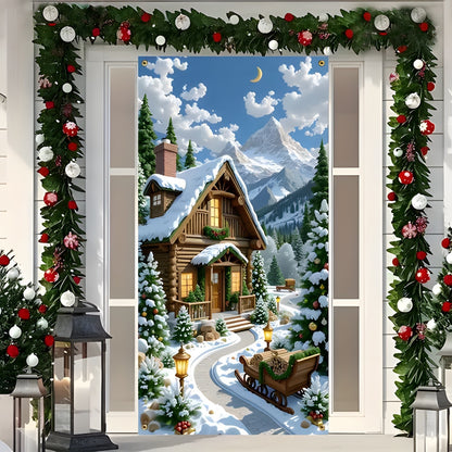 Christmas Santa Claus Polyester Door Cover Decoration 90x180cm
