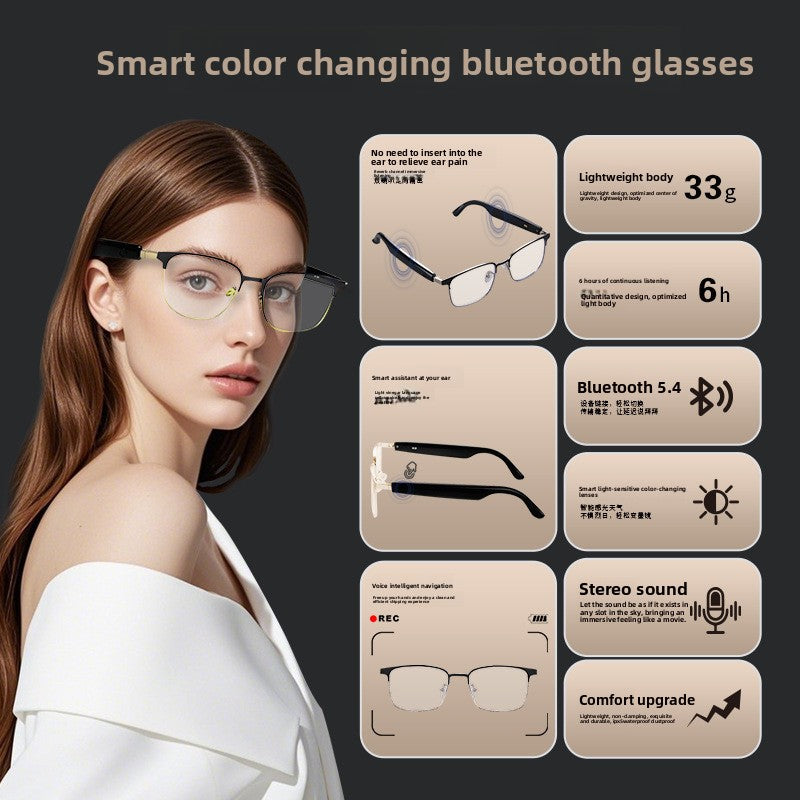 AI Translation Bluetooth Smart Glasses Calls Music