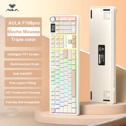 Aula F108 Pro Mechanical Keyboard RGB Backlit Triple Mode Connectivity