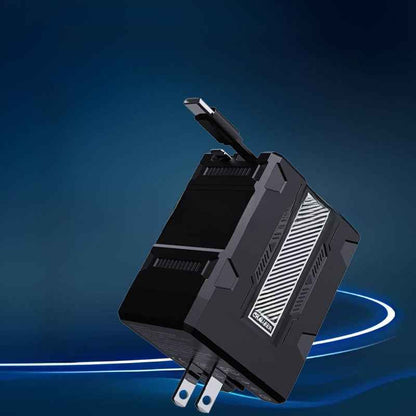 GaN Fast Charger with Retractable Cable for Apple & Android