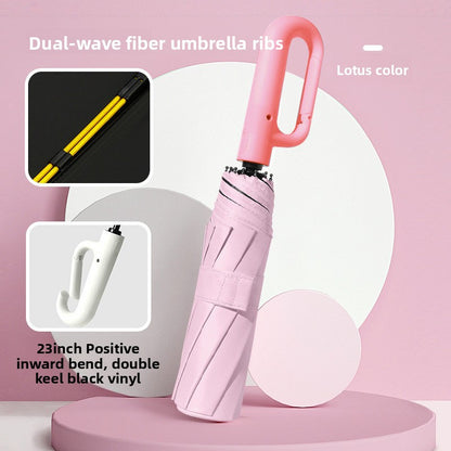 Automatic Folding Sun and Rain Umbrella with Windproof Design for Winter and Summer
