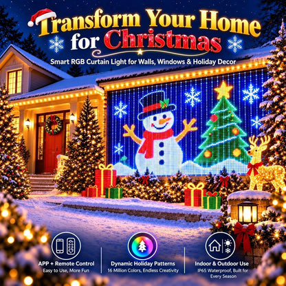 Smart RGB Curtain Light, Smart App Control, Dynamic RGB Colors, DIY Pattern Creation and Music Sync Mode: