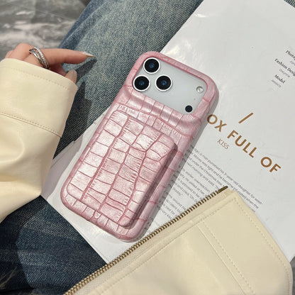 Retro Crocodile Pattern Flip Mirror Phone Case for iPhone 13 14 15 16 17 Series