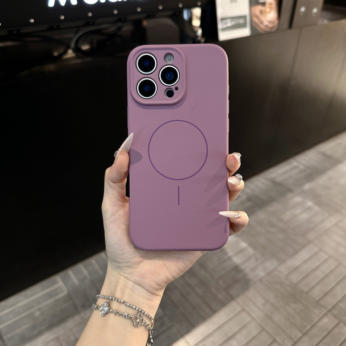 Liquid silicone phone case with full protection against drops and magnetic attachment